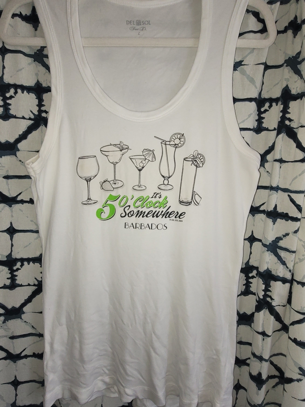 Del Sol "It's 5 O'Clock Somewhere" Barbados Color Changing White Tank Size Large